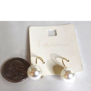 NWT I am Small Faux Pearl Gold Tone French Clip Lobe Bridal Prom Party Earrings